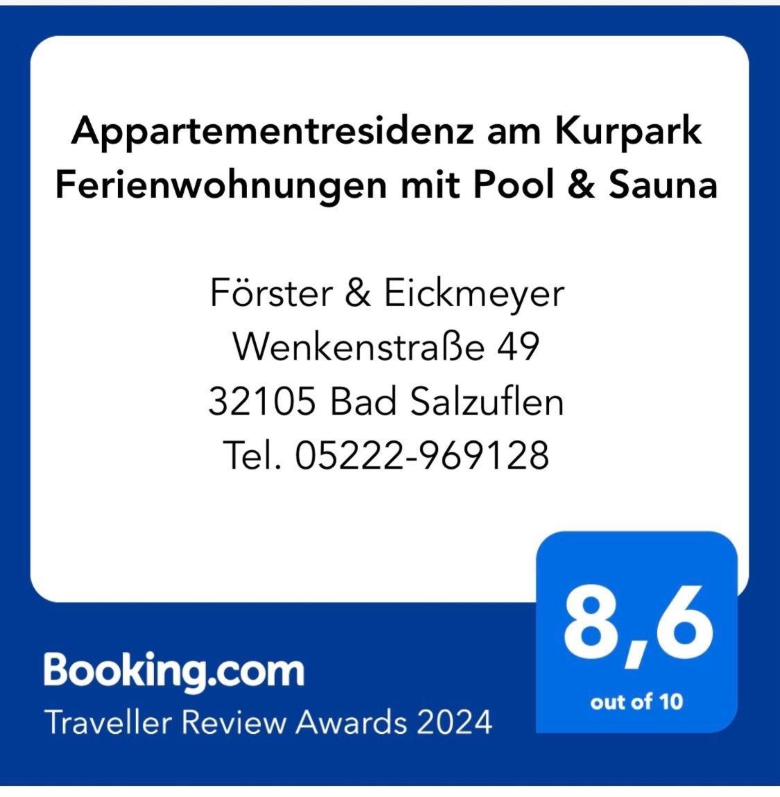 Appartementresidenz Am Kurpark - Ferienwohnungen Mit Pool & Sauna & Garage Bad Salzuflen Extérieur photo